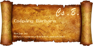 Csépány Barbara névjegykártya